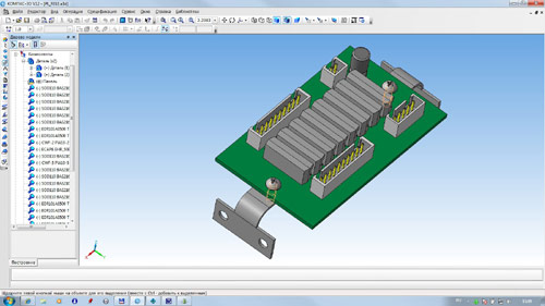 Модель платы, созданная в КОМПАС-3D