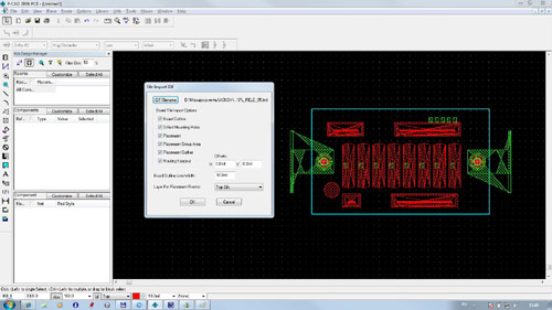 Окно системы проектирования печатных плат P-CAD